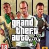 עטיפת המשחק Grand Theft Auto V Premium Online Edition למחשב, מציגה את הדמויות הראשיות עם רקע ניווני. מופיע בה כיתוב '18+' ולוגו Rockstar. מתאים לחובבי GTA 5.