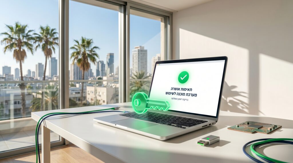 מחשב נייד עם הודעת תאימות שאושרה לווינדוס 11