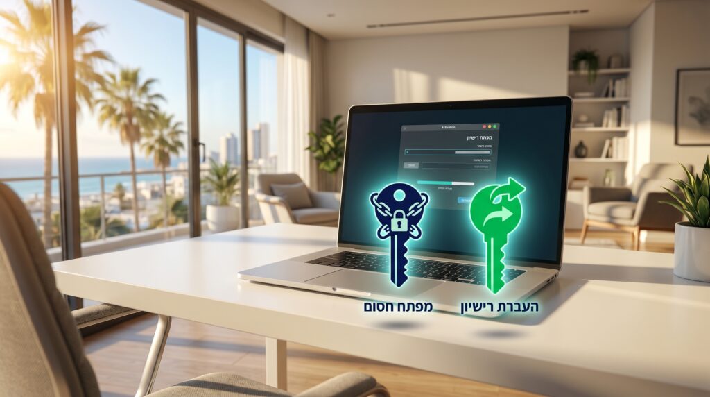 שני מפתחות על מחשב נייד: רישיון OEM שלא עובר למחשב אחר מול רישיון Retail שעובר