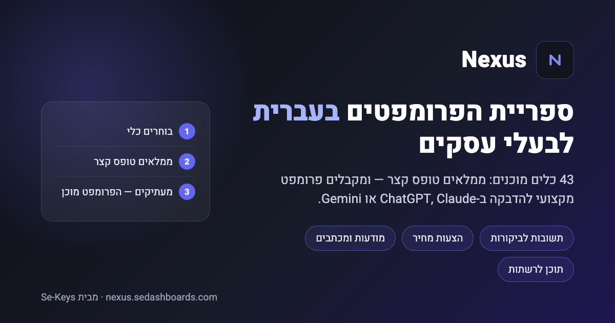 Nexus — ספריית פרומפטים בעברית לבעלי עסקים