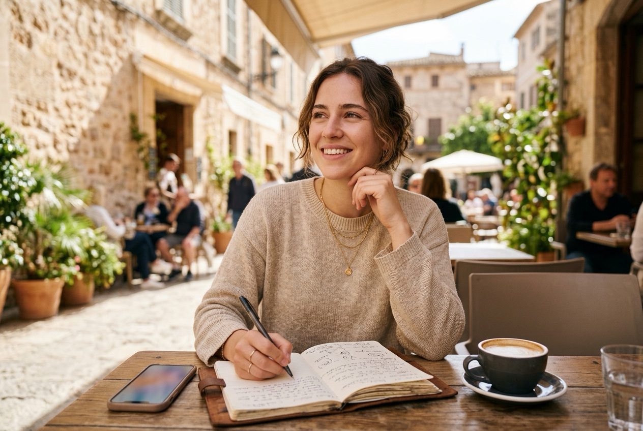 כתיבת רעיונות לביו לאינסטגרם במחברת